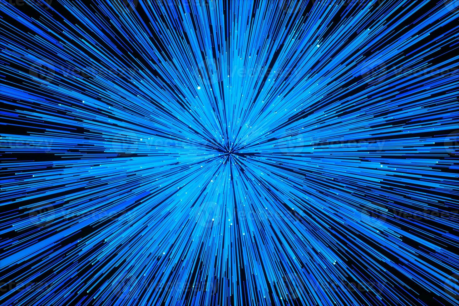 Blue glowing radial lines, magical lines, 3d rendering. photo