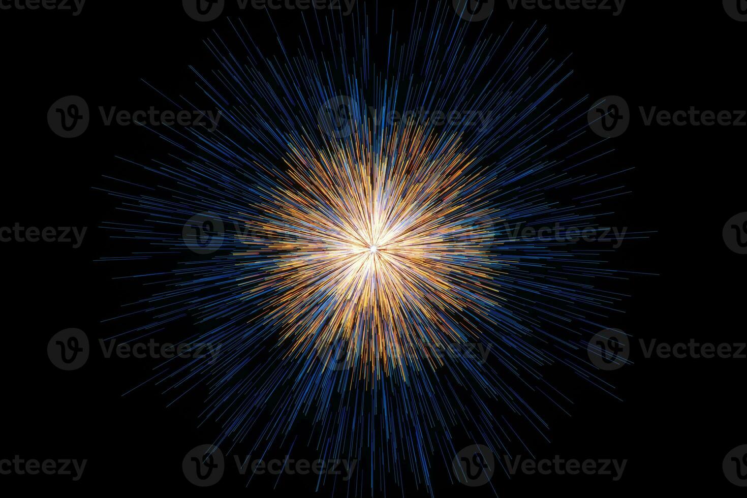 Golden glowing radial lines, magical lines, 3d rendering. photo