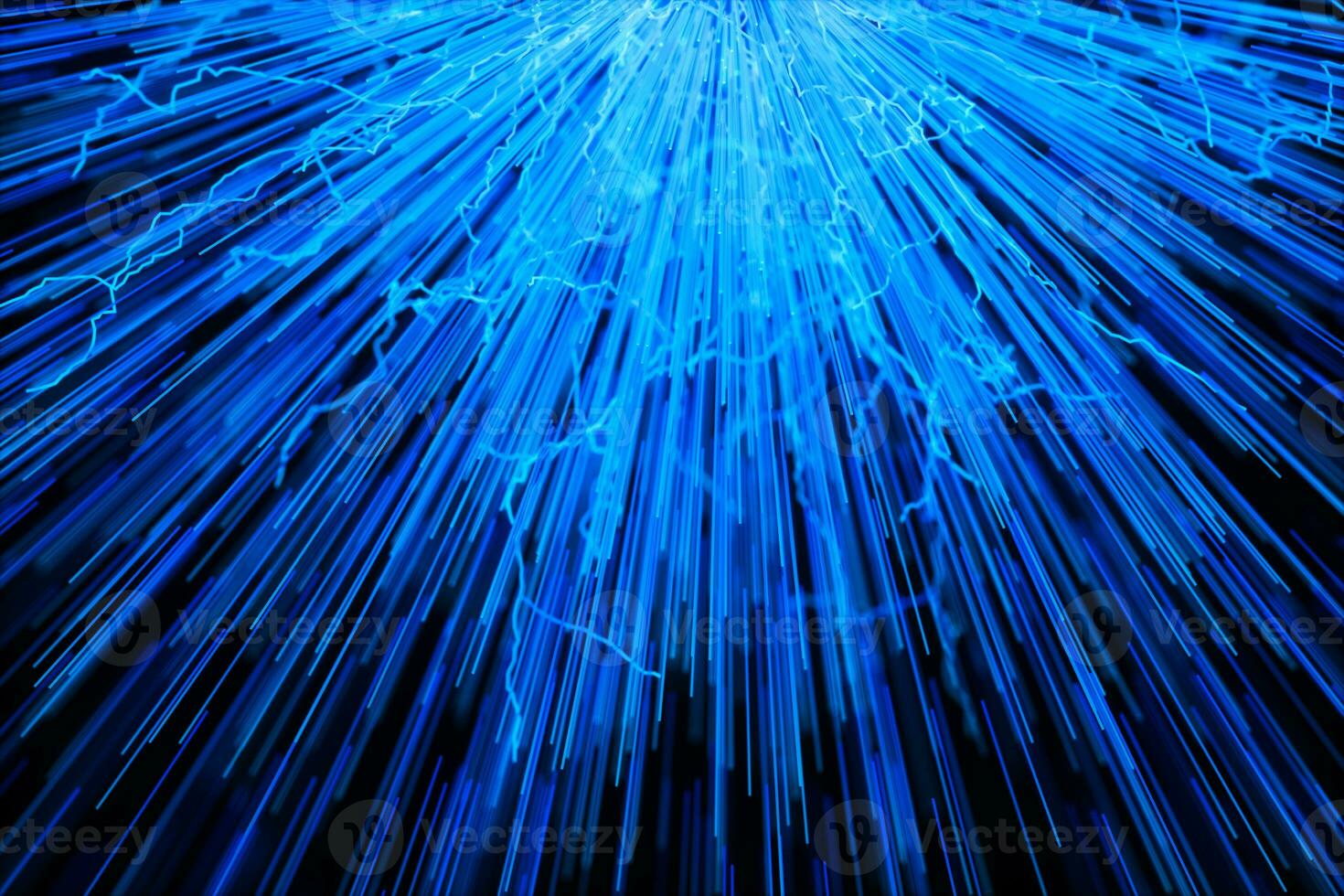 Blue glowing radial lines, magical lines, 3d rendering. photo