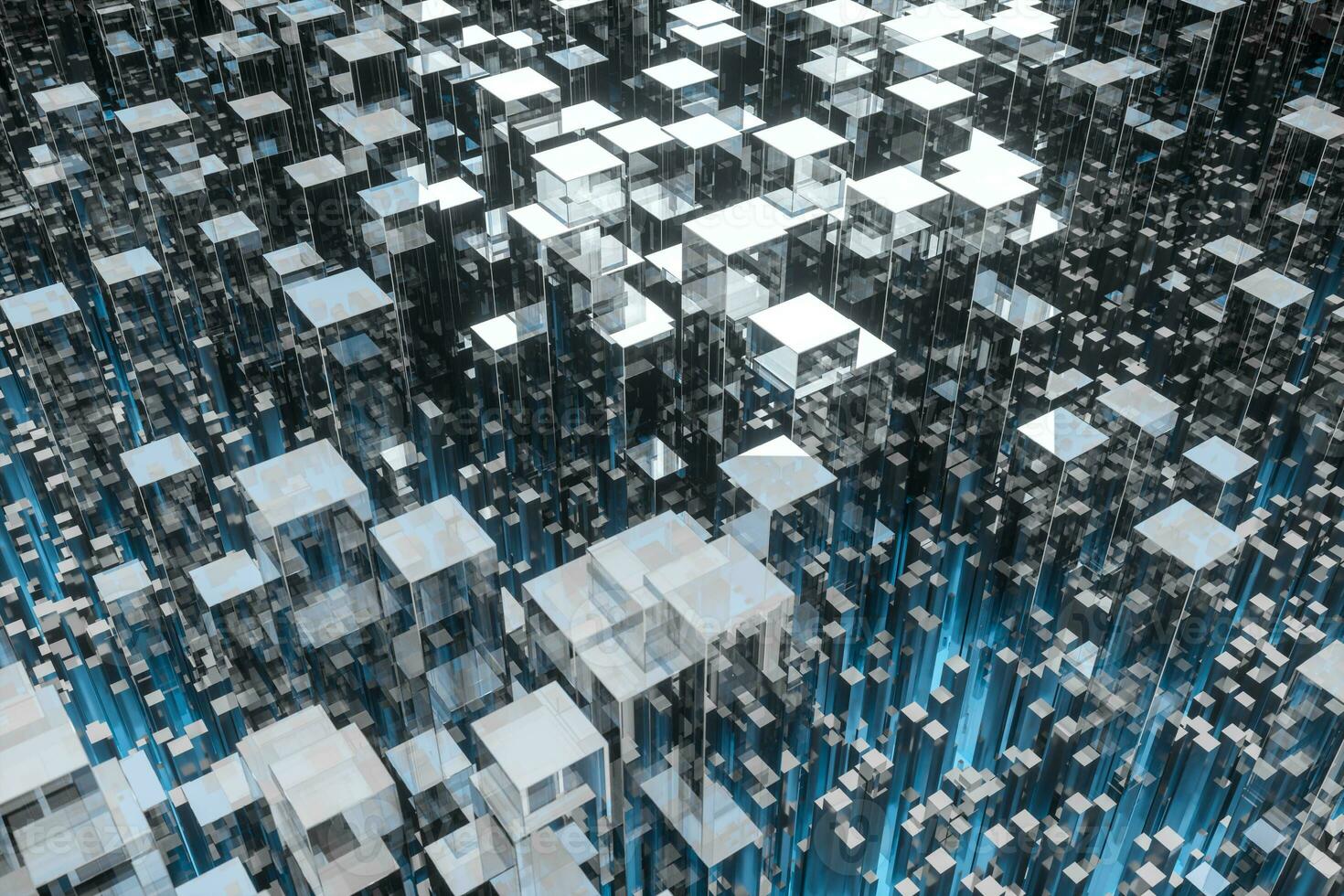 technical scene made up of repetitive columns, 3d rendering photo