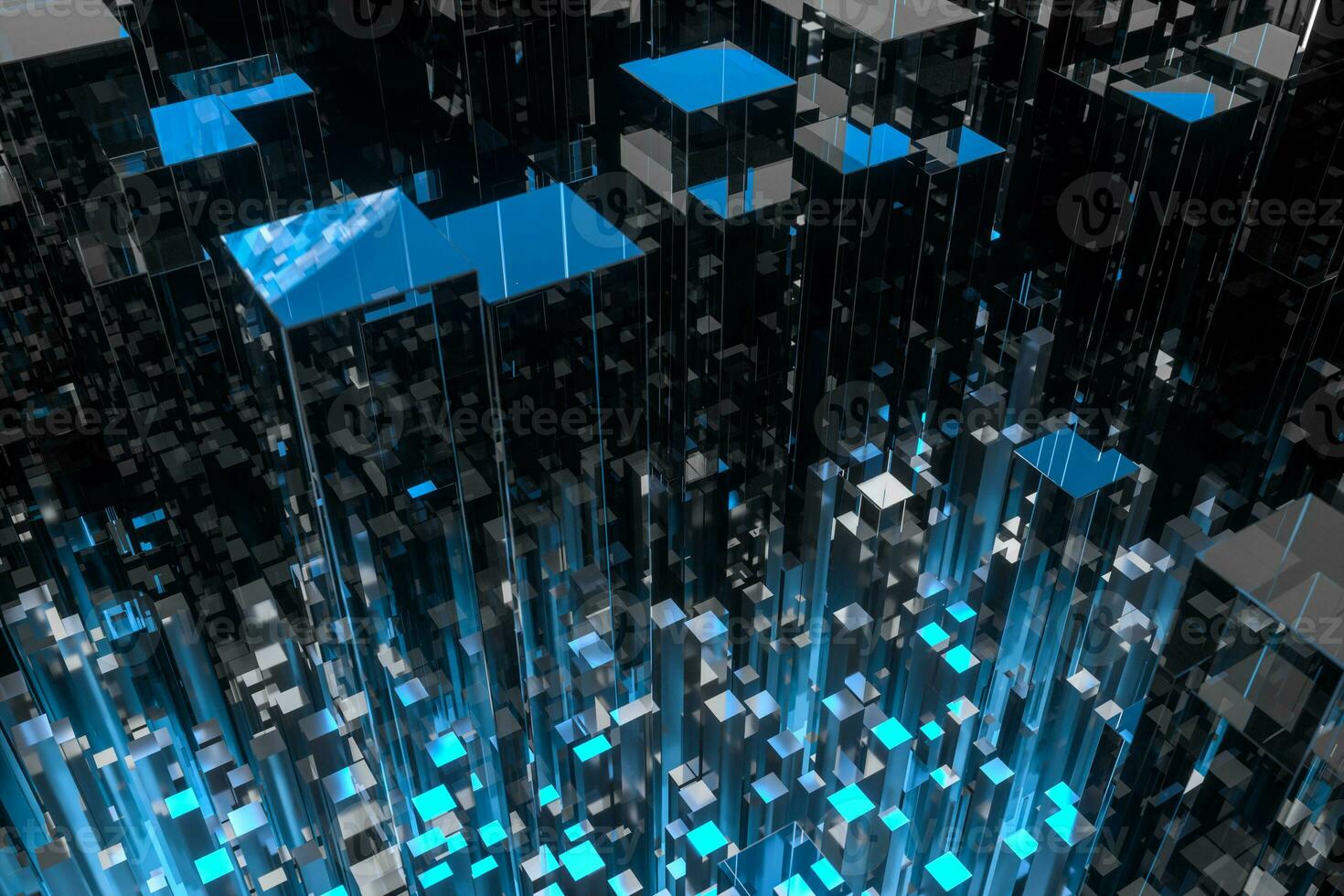 technical scene made up of repetitive columns, 3d rendering photo