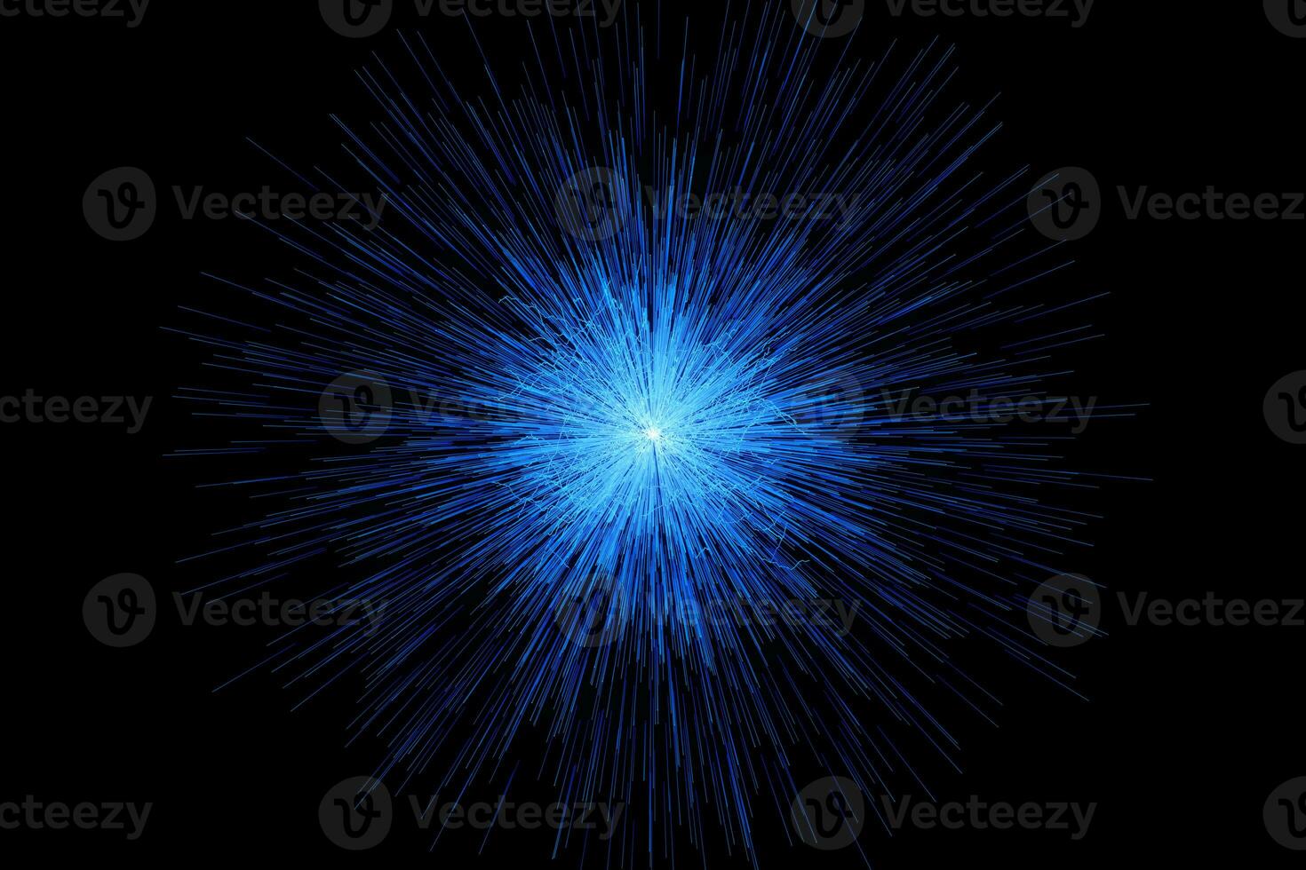 Blue glowing radial lines, magical lines, 3d rendering. photo