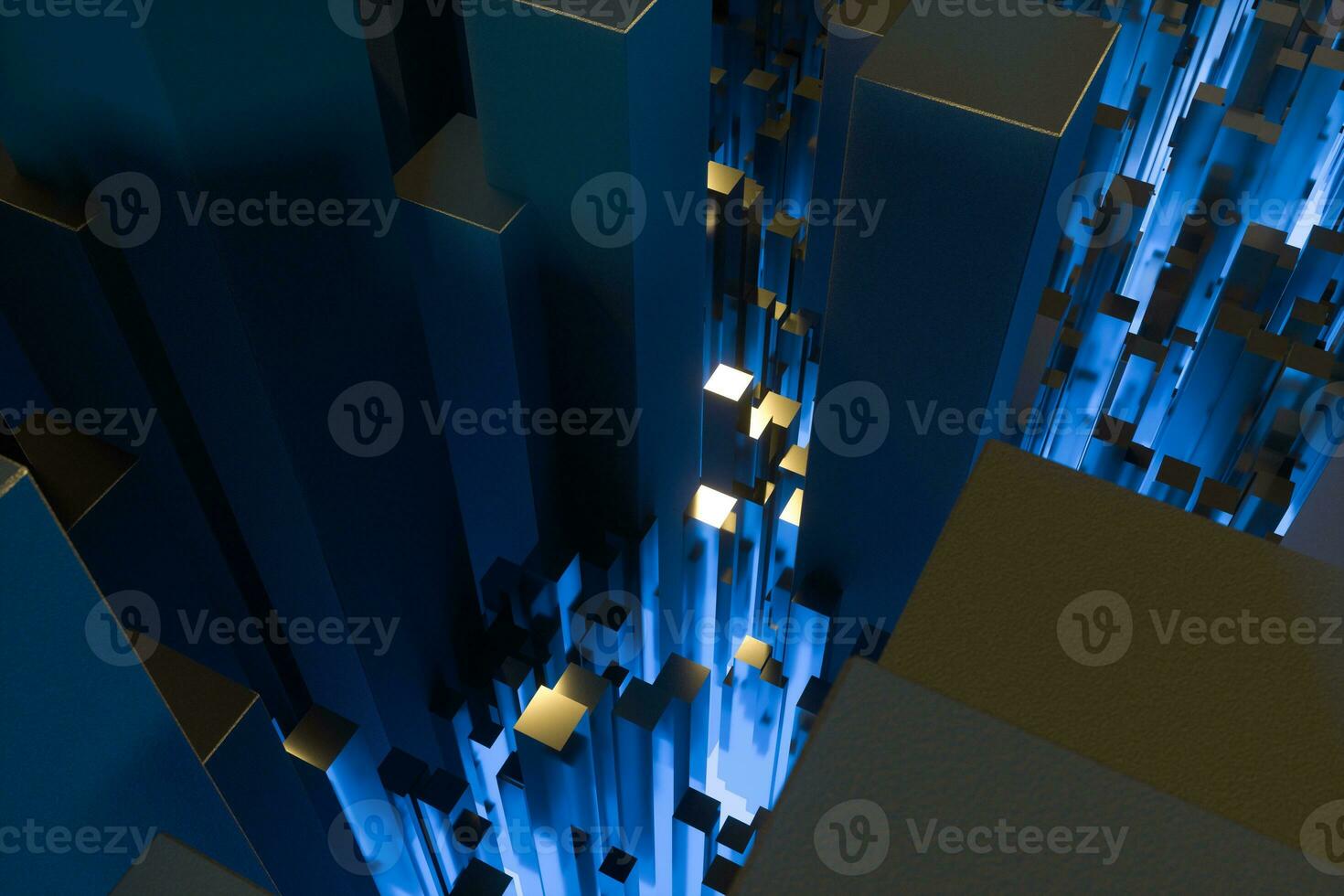 technical scene made up of repetitive columns, 3d rendering photo