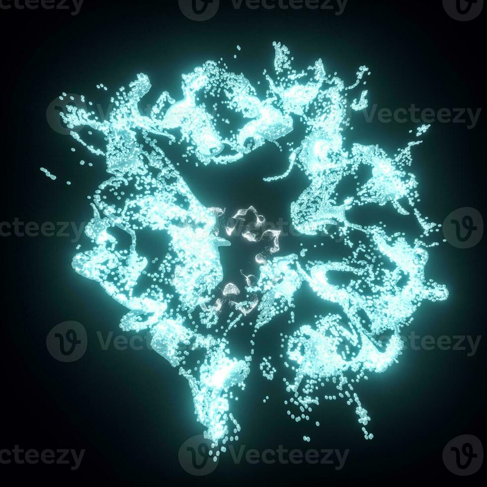 Abstract glowing particles with brilliant light, 3d rendering. photo