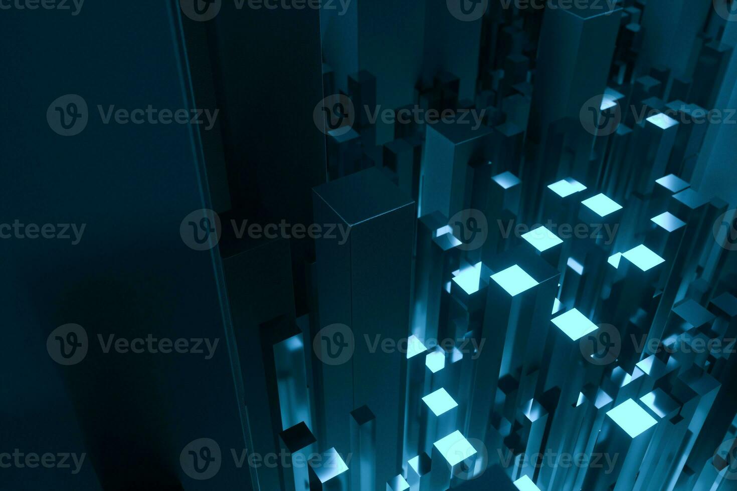 technical scene made up of repetitive columns, 3d rendering photo