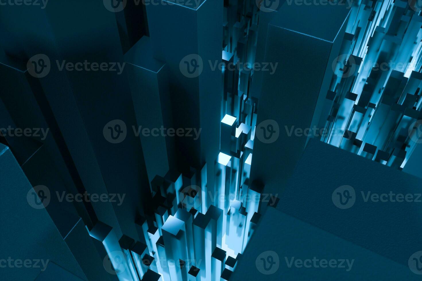 technical scene made up of repetitive columns, 3d rendering photo