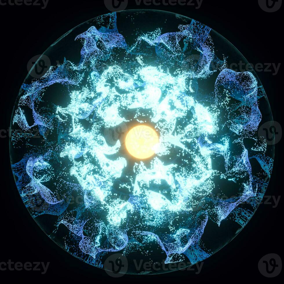 Abstract glowing particles with brilliant light, 3d rendering. photo