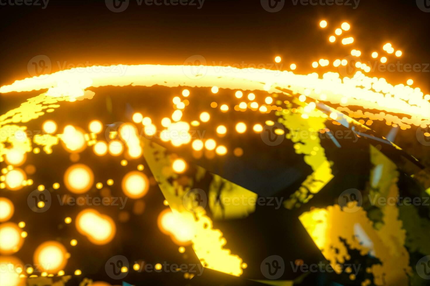 Glowing particles surrounding around the planet, 3d rendering. photo