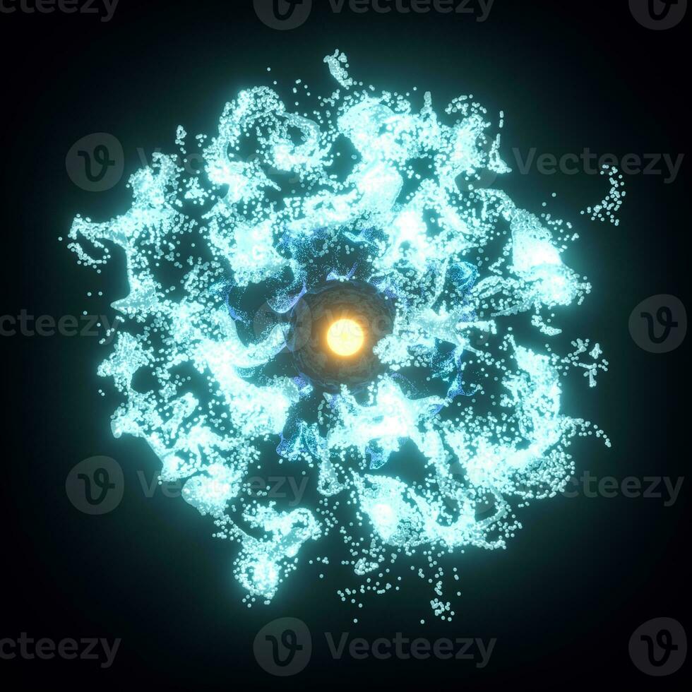 Abstract glowing particles with brilliant light, 3d rendering. photo