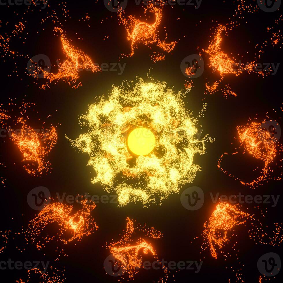 Abstract glowing particles with brilliant light, 3d rendering. photo