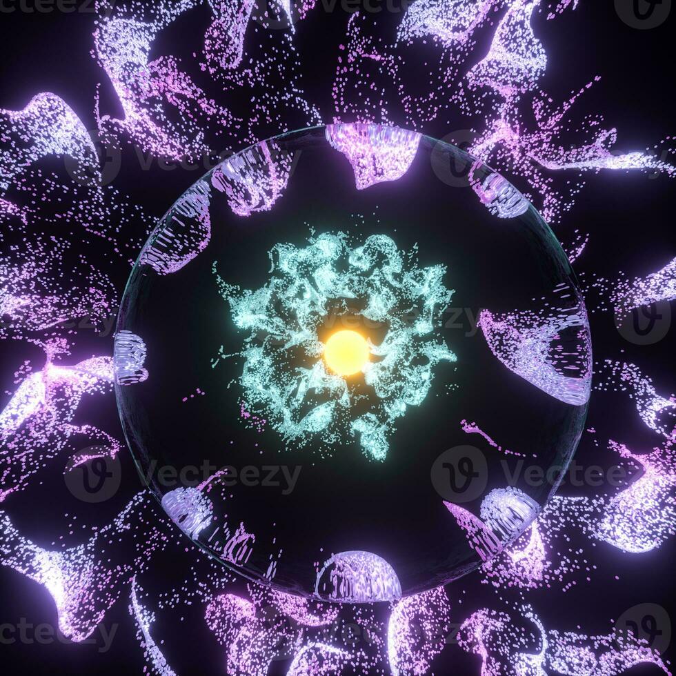 Abstract glowing particles with brilliant light, 3d rendering. photo