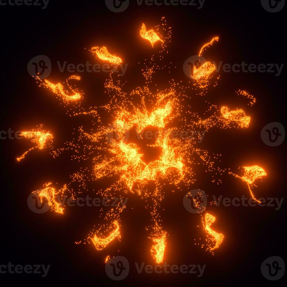Abstract glowing particles with brilliant light, 3d rendering. photo