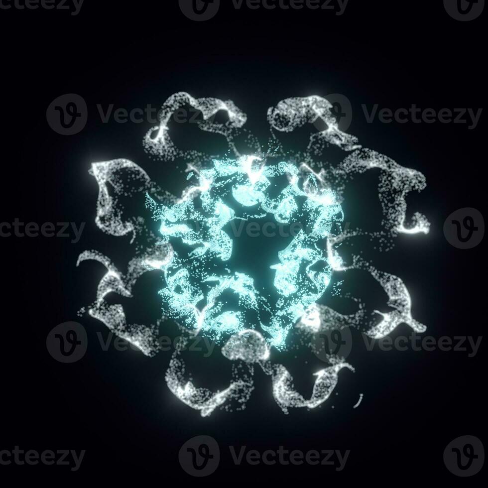 Abstract glowing particles with brilliant light, 3d rendering. photo