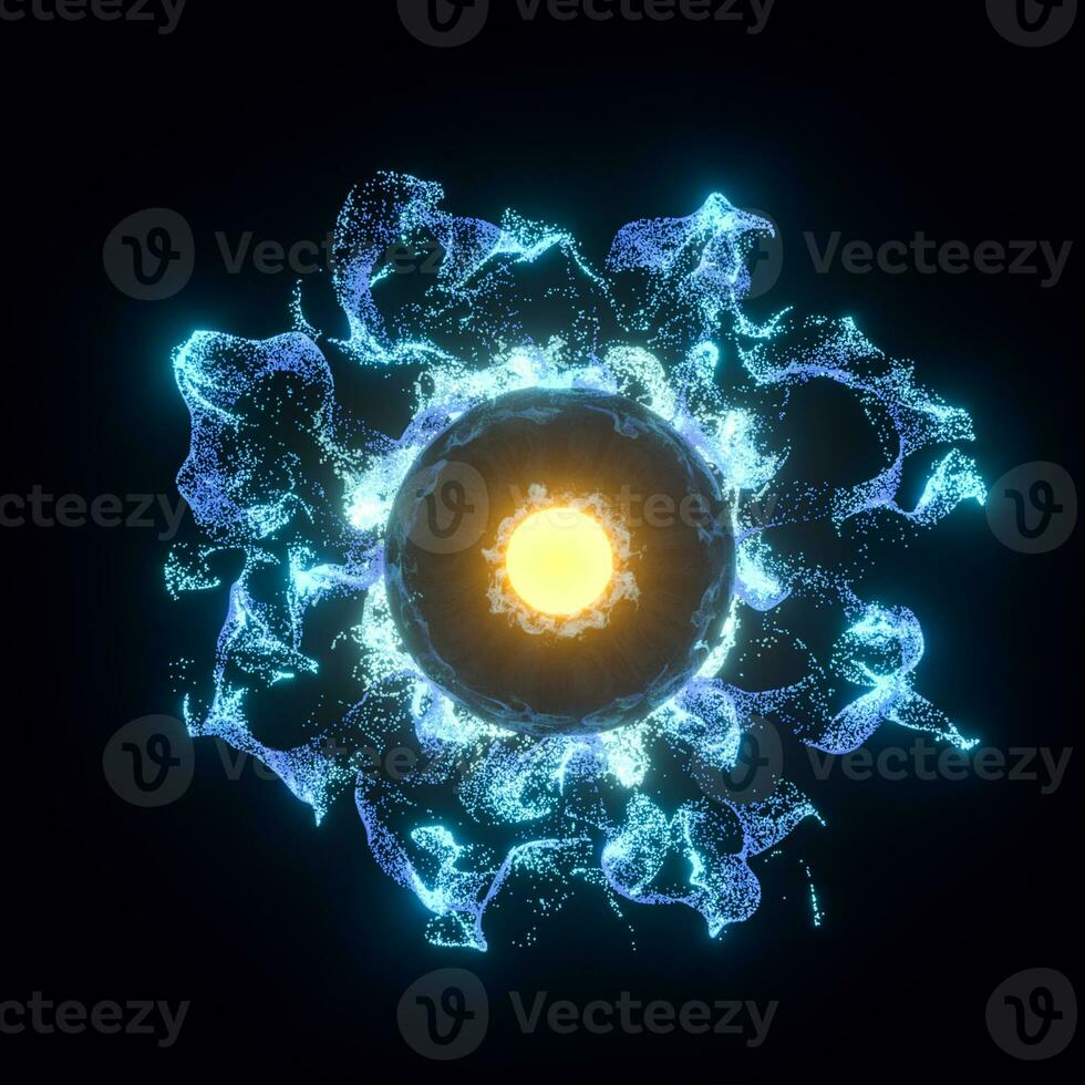 Abstract glowing particles with brilliant light, 3d rendering. photo