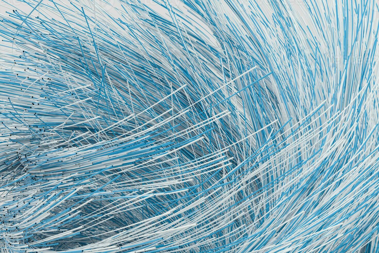 Flowing particles lines with white background, 3d rendering photo