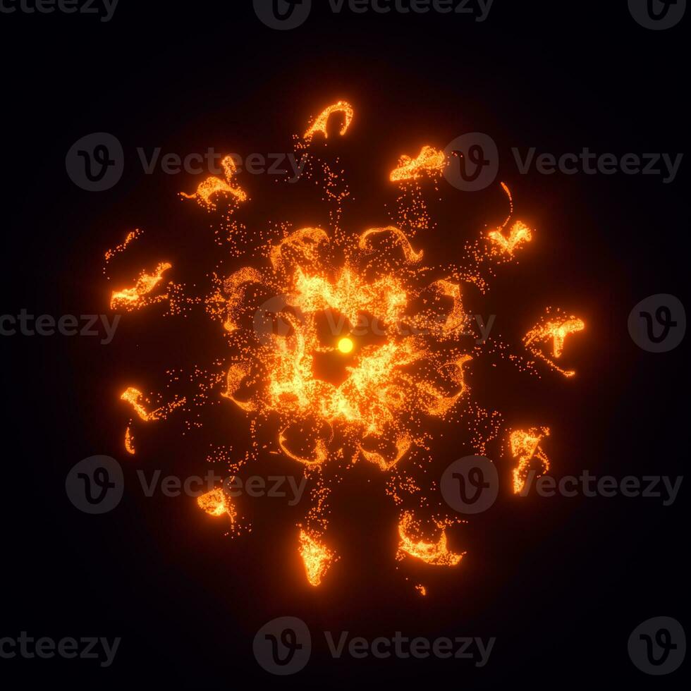 Abstract glowing particles with brilliant light, 3d rendering. photo