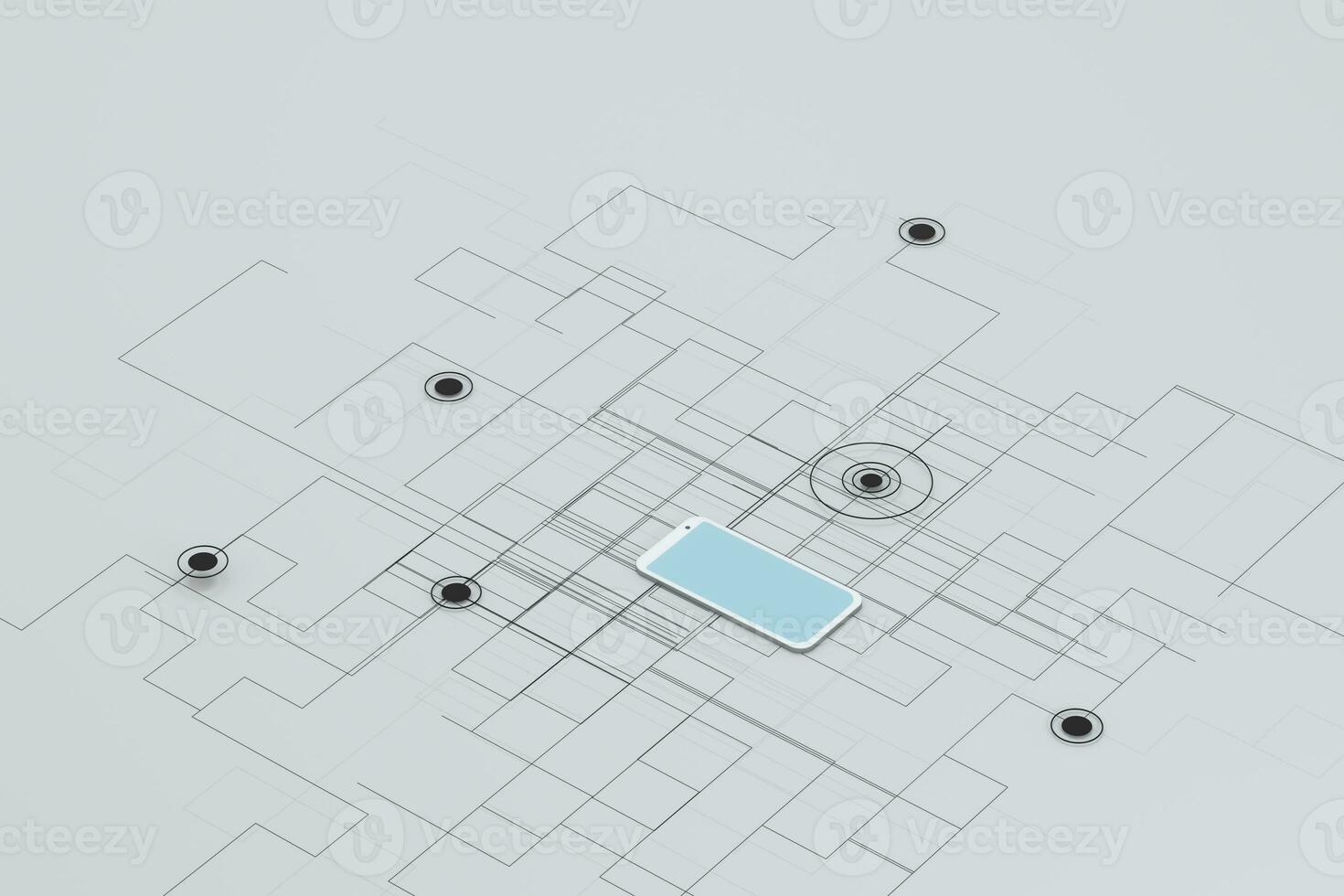 Mobile with white background, smart mobile phone,3d,rendering. photo