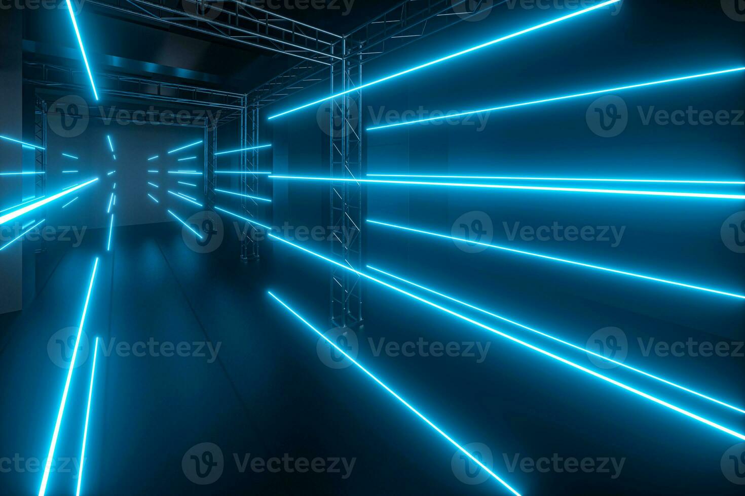 Cement and reinforcement, neon, 3d rendering. photo