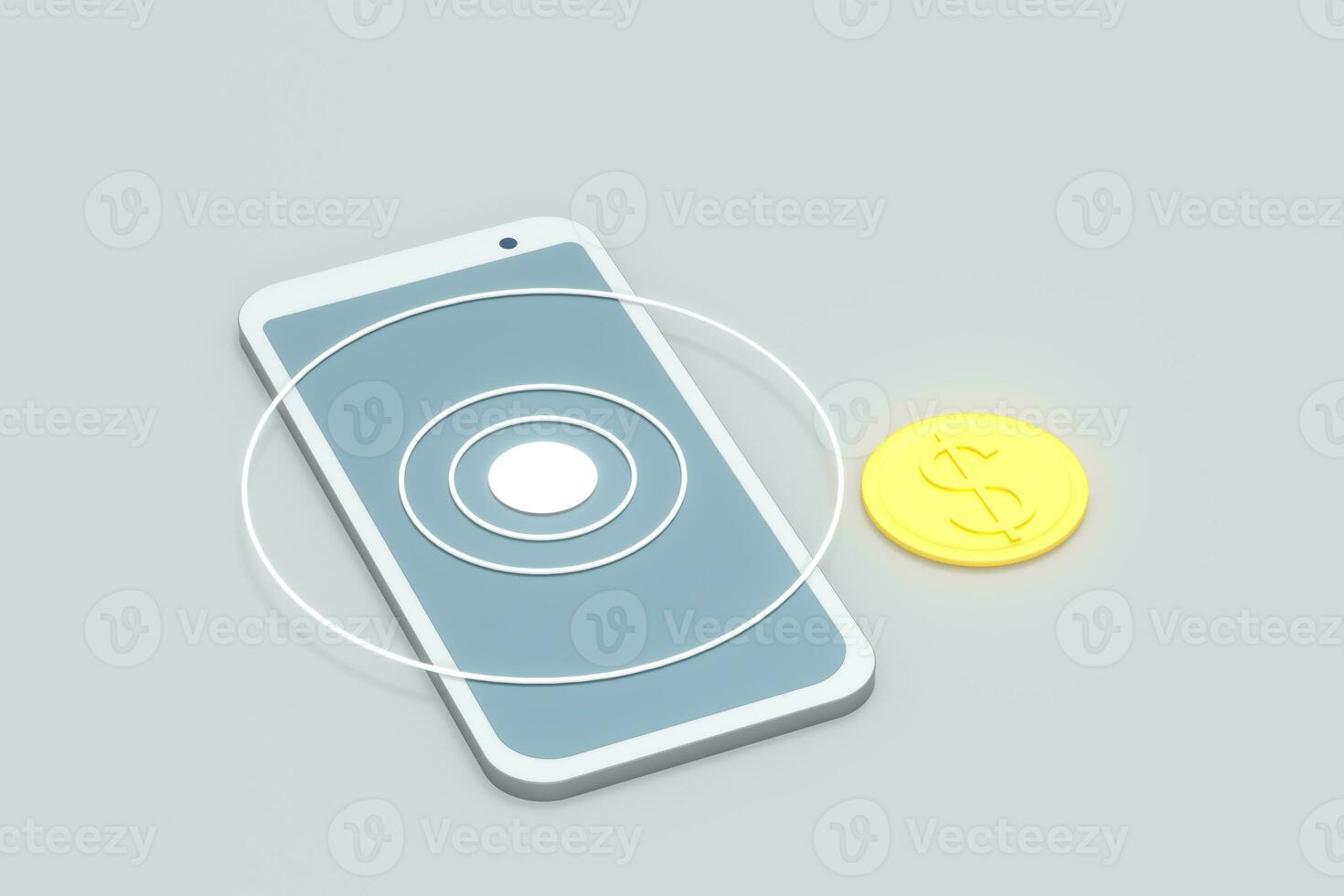 Mobile with white background, smart mobile phone,3d,rendering. photo