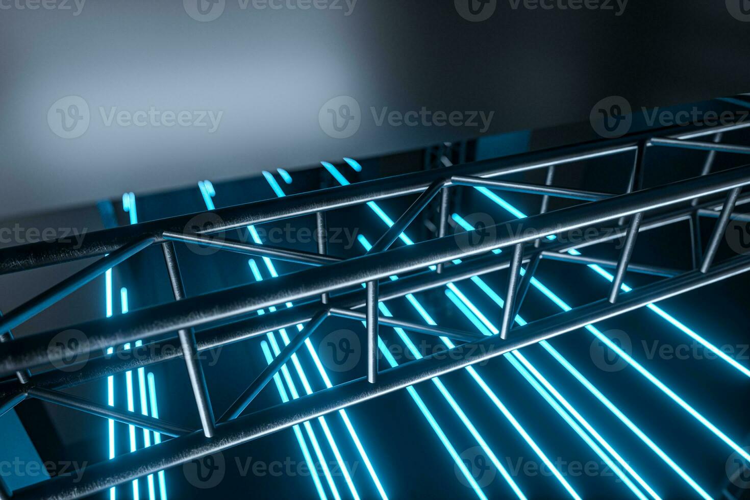 Cement and reinforcement, neon, 3d rendering. photo