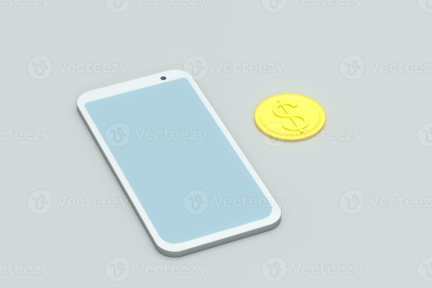 Mobile with white background, smart mobile phone,3d,rendering. photo