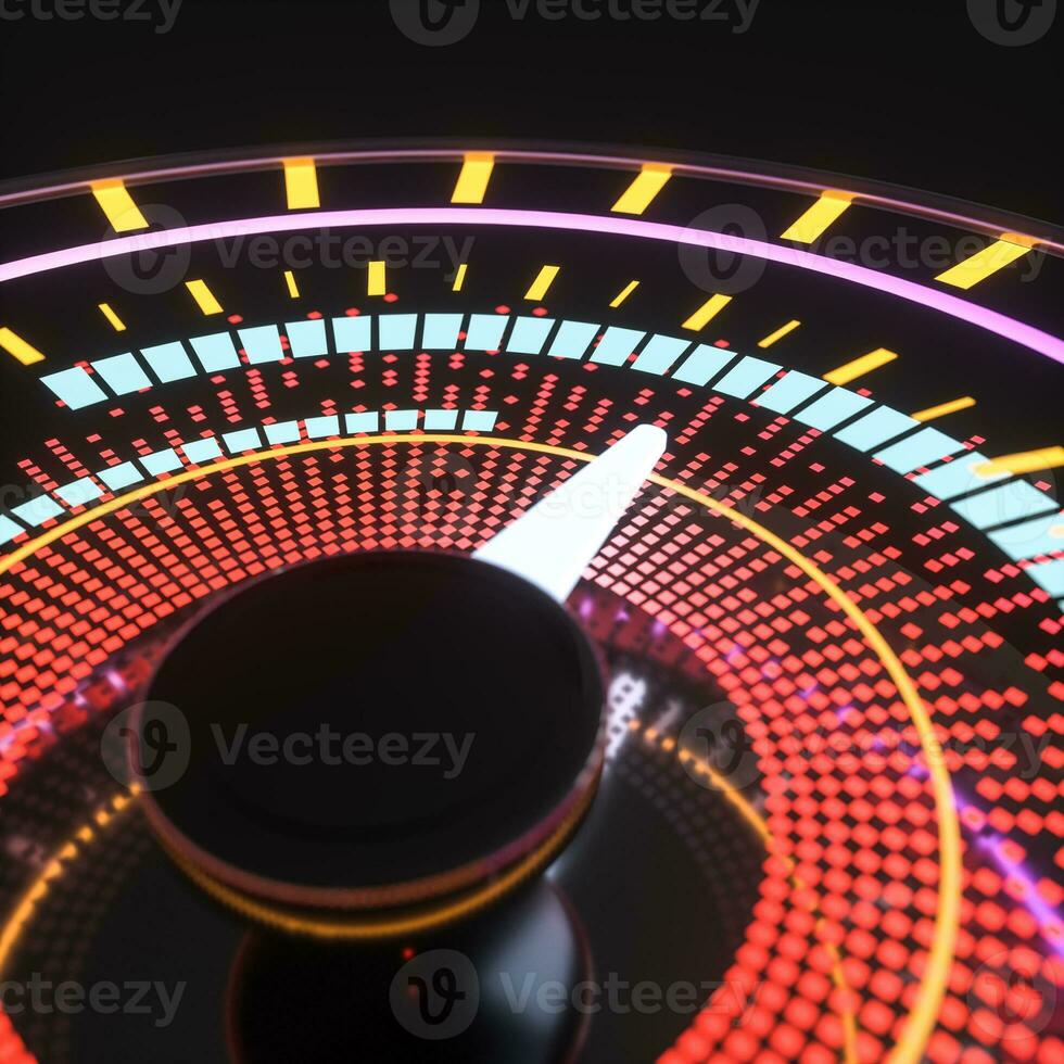 Digital drawing of dashboard with glowing lines, 3d rendering photo