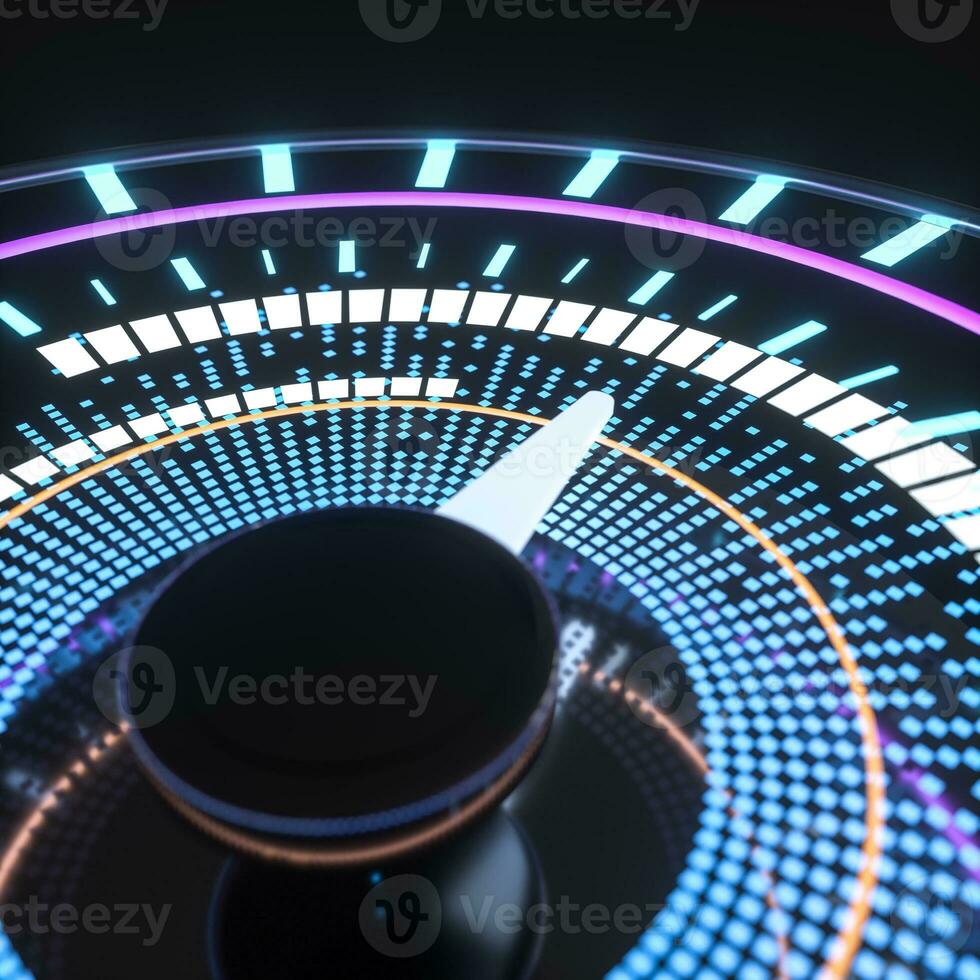 Digital drawing of dashboard with glowing lines, 3d rendering photo