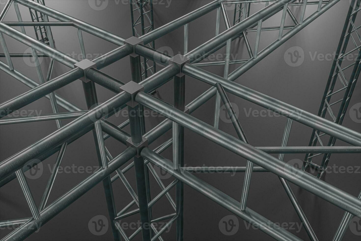 Steel reinforcement with dark background, 3d rendering. photo