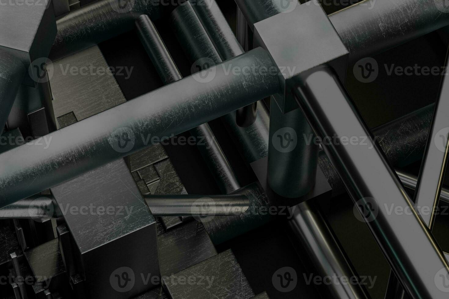 Steel reinforcement with dark background, 3d rendering. photo