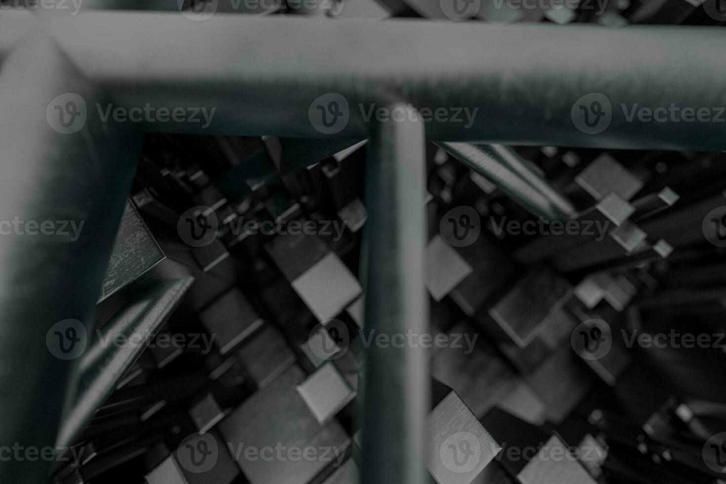 Steel reinforcement with dark background, 3d rendering. photo
