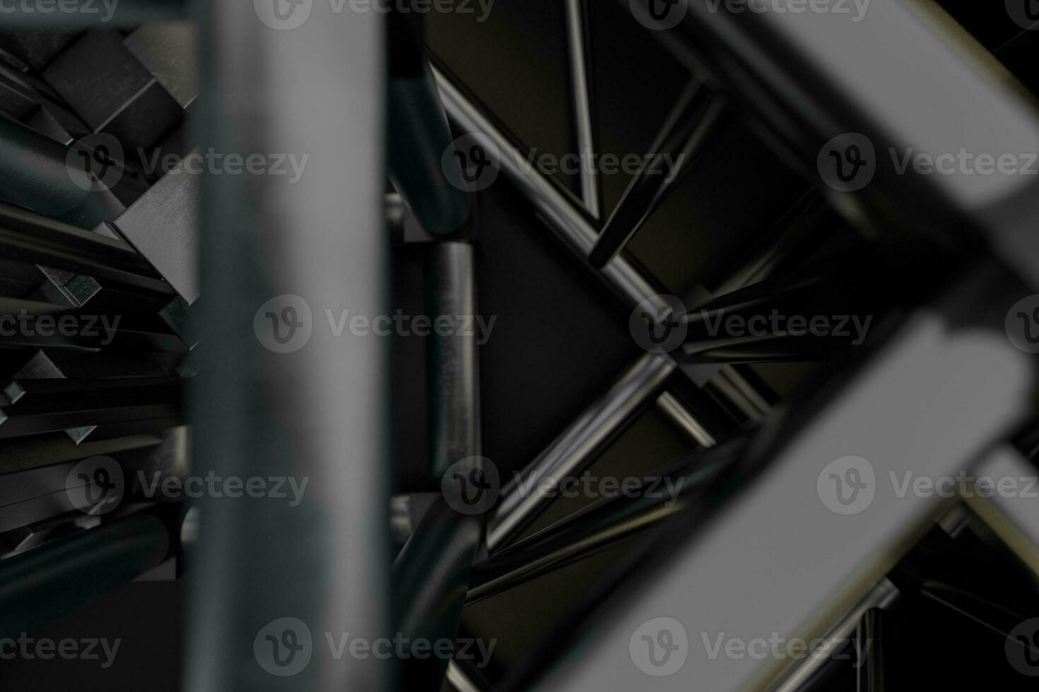 Steel reinforcement with dark background, 3d rendering. photo