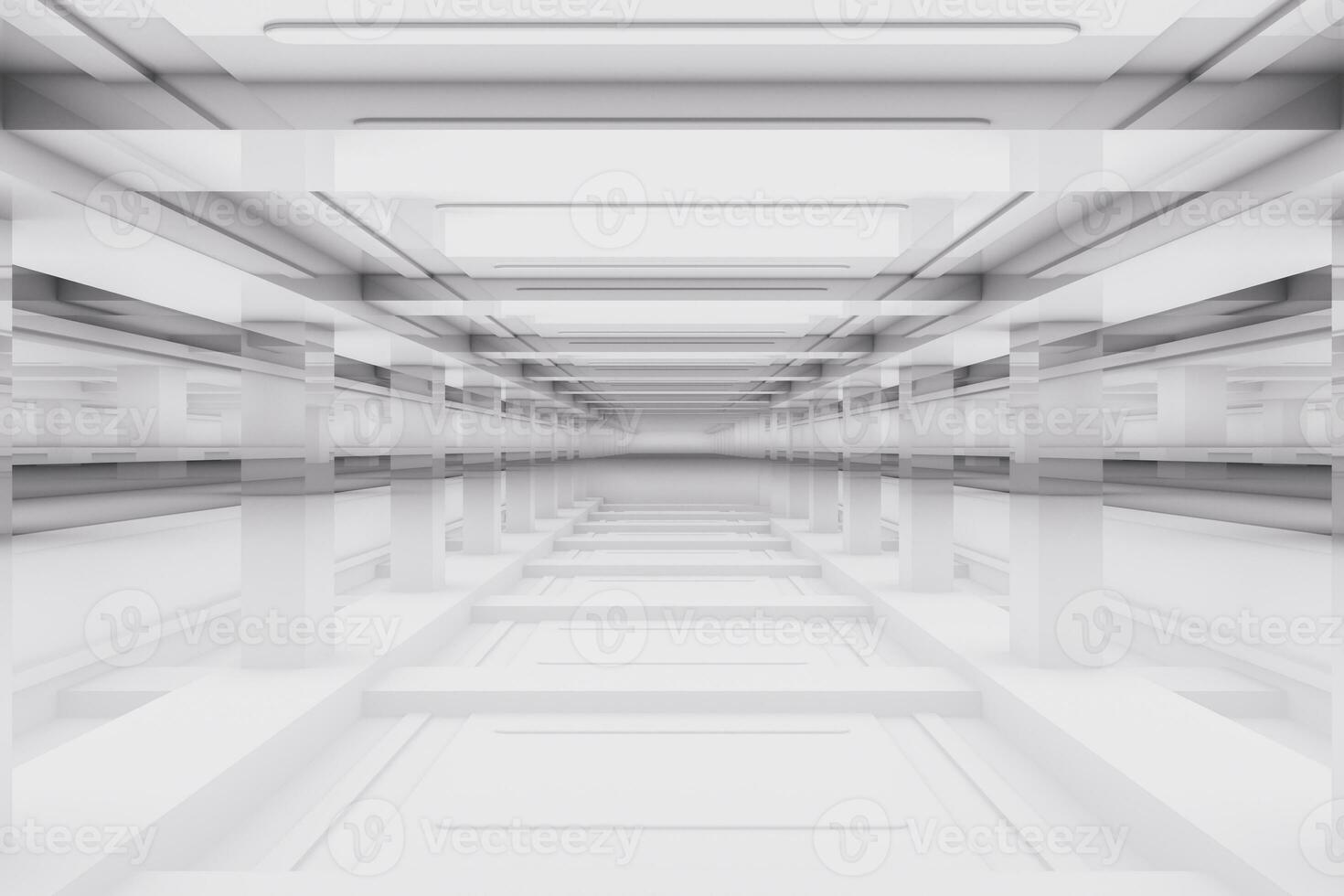Empty bright room with glowing lines, 3d rendering. photo