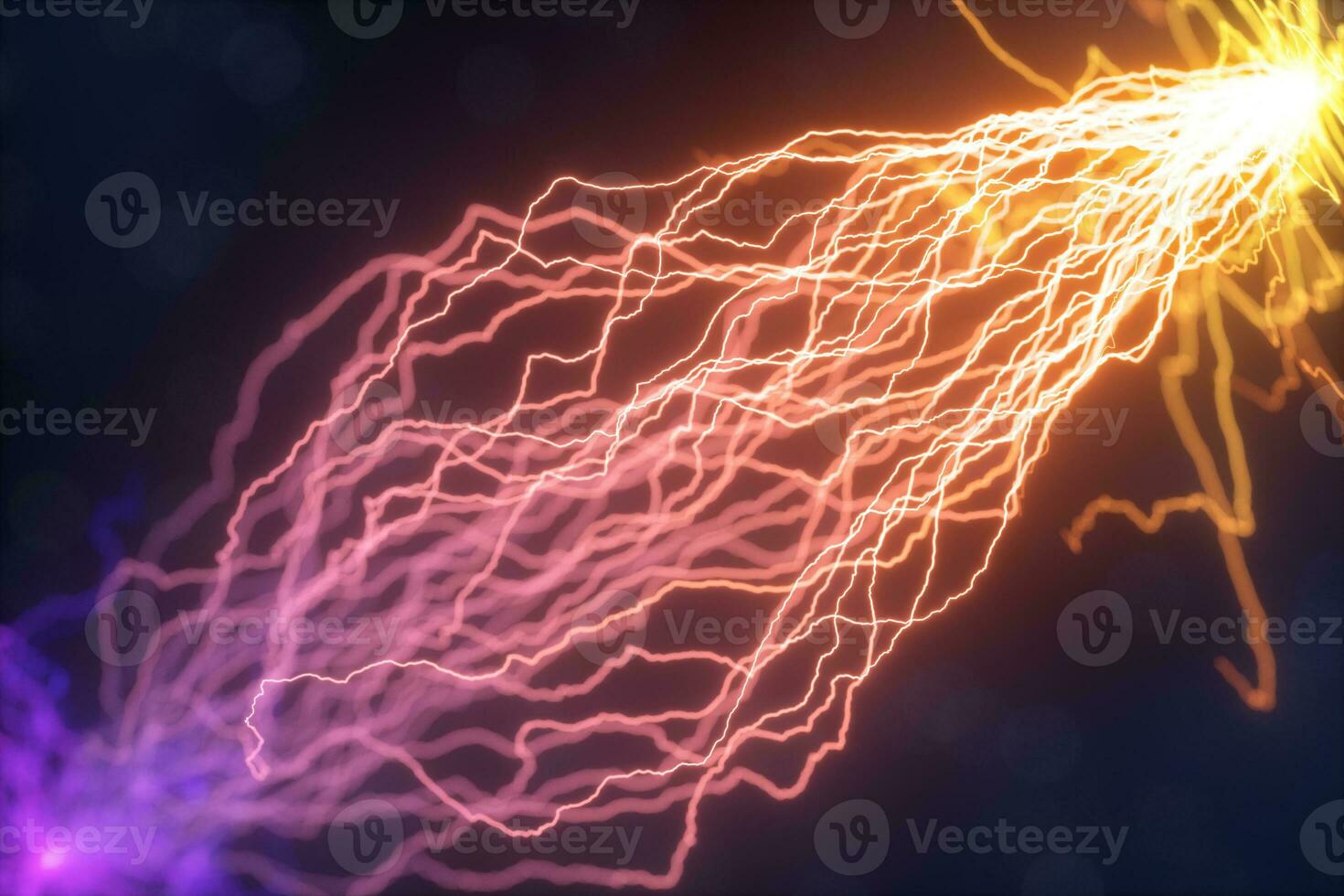 Power electrical energy and lightning spark, 3d rendering. photo