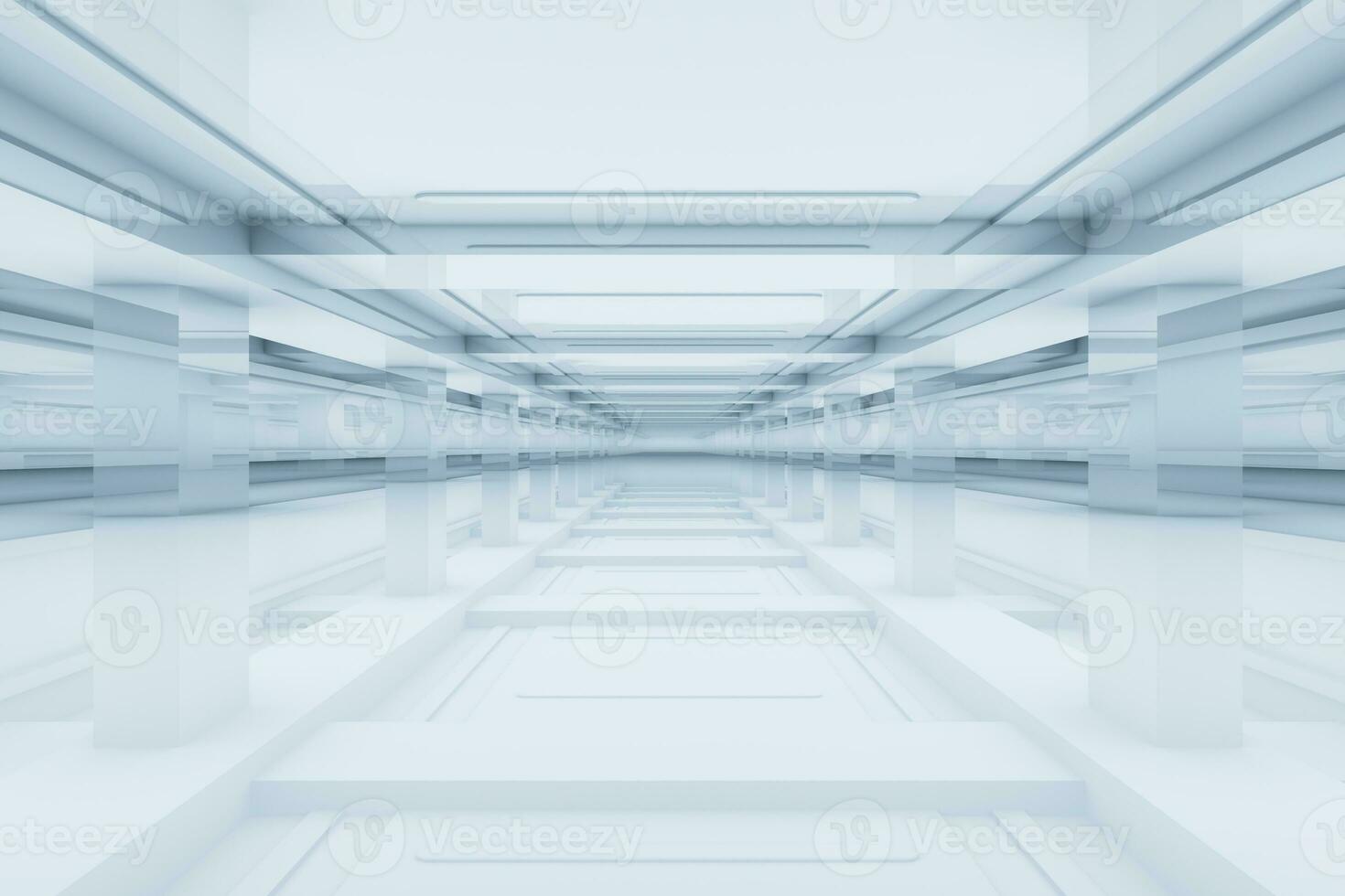 Empty bright room with glowing lines, 3d rendering. photo