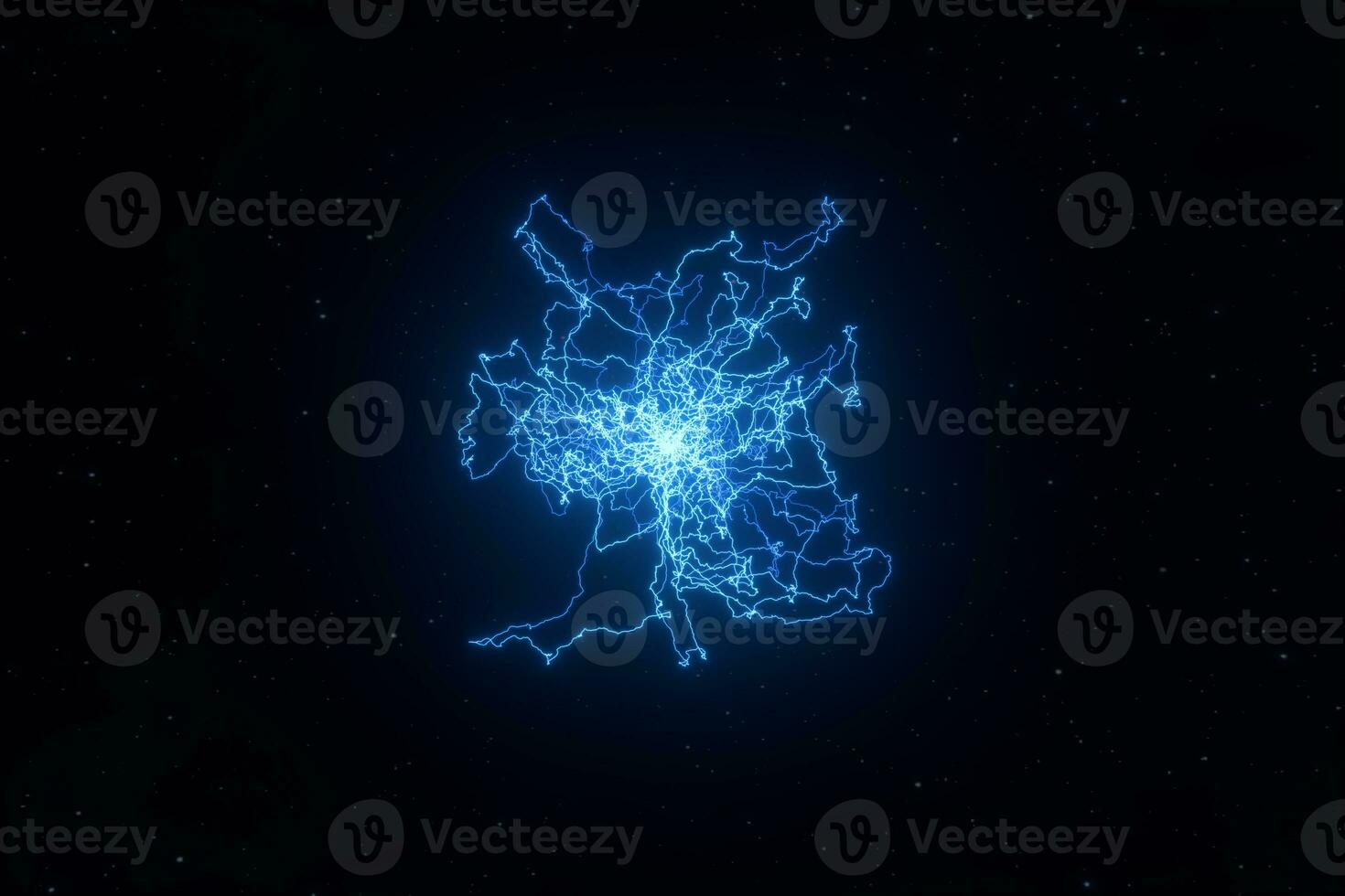 Power electrical energy and lightning spark, 3d rendering. photo