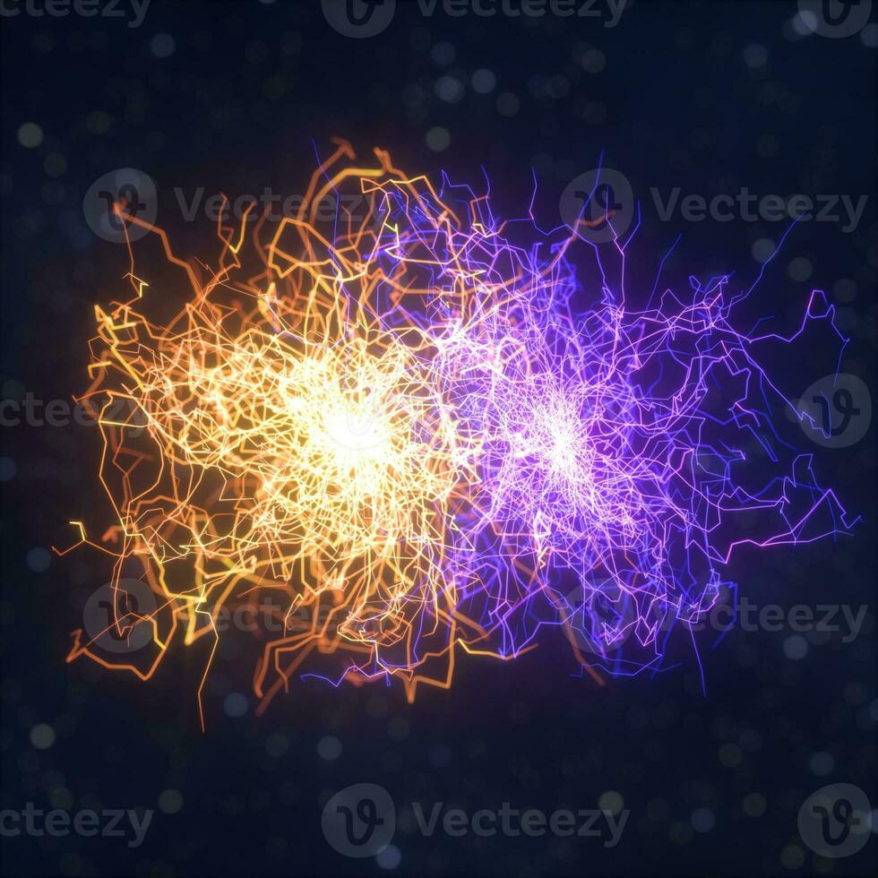 Power electrical energy and lightning spark, 3d rendering. photo