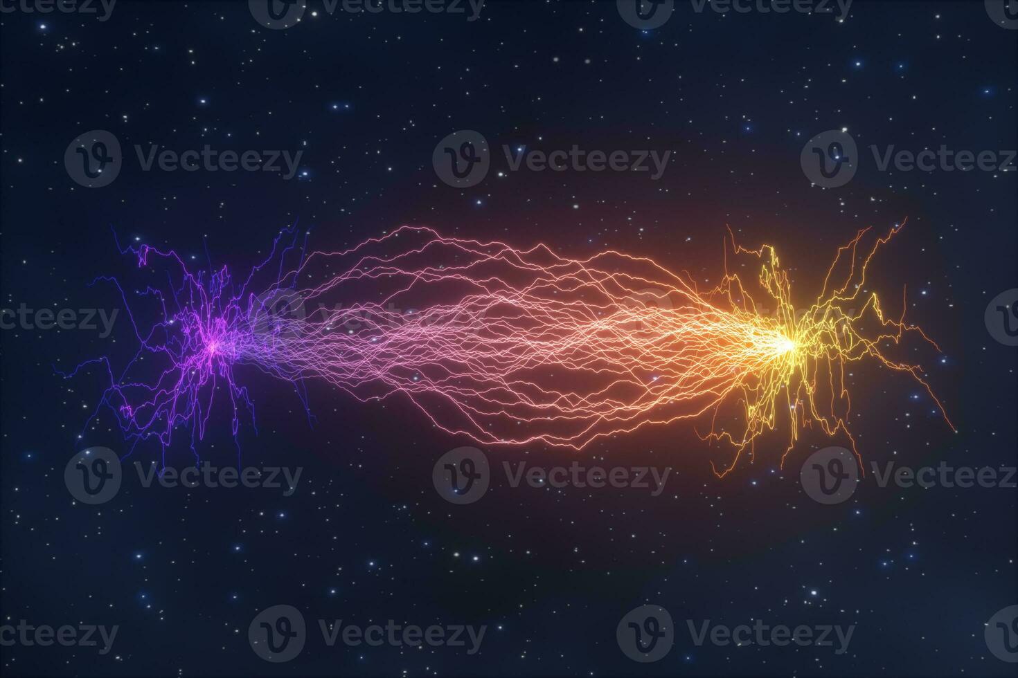 Power electrical energy and lightning spark, 3d rendering. photo