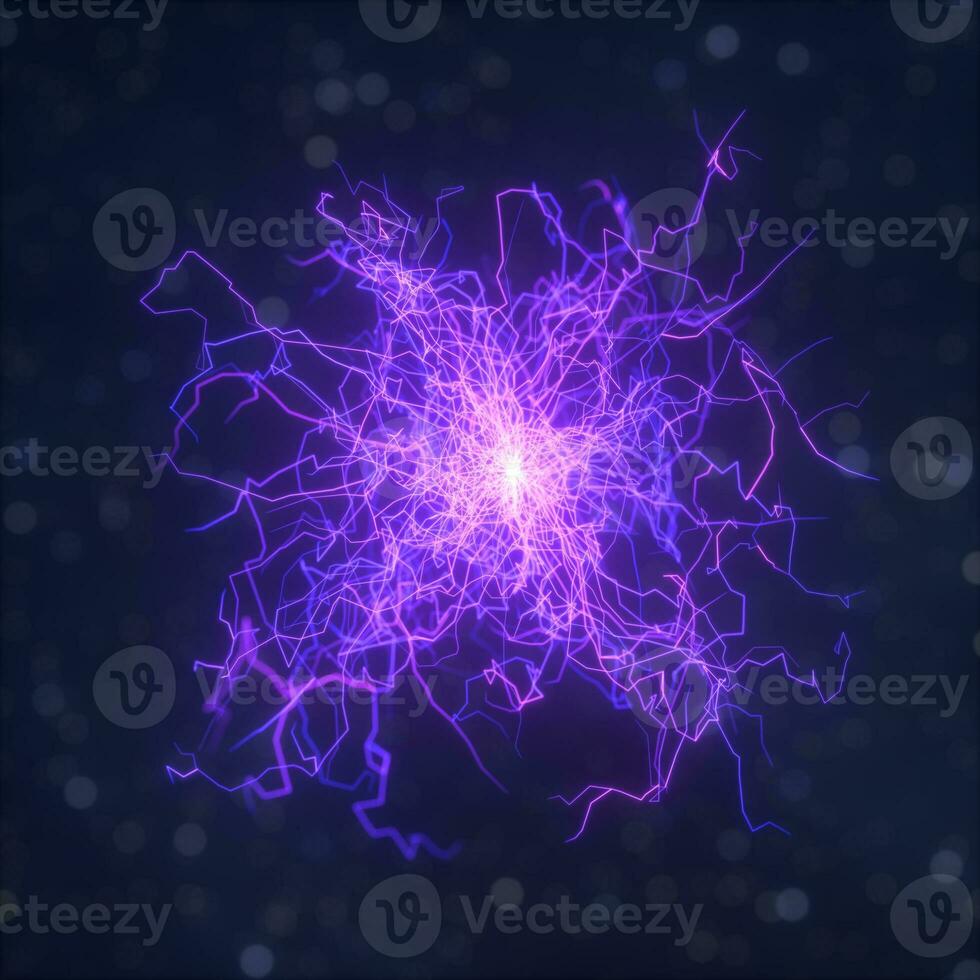 Power electrical energy and lightning spark, 3d rendering. photo