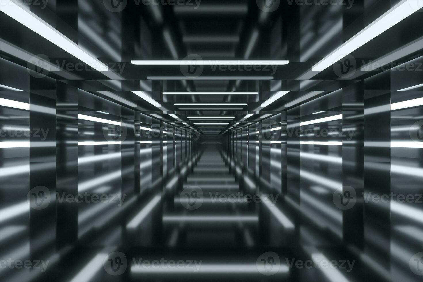 Empty room with glowing lines, 3d rendering. photo