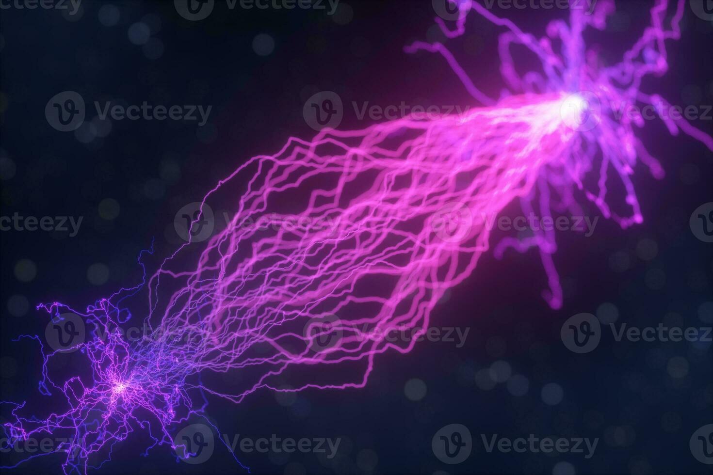 Power electrical energy and lightning spark, 3d rendering. photo