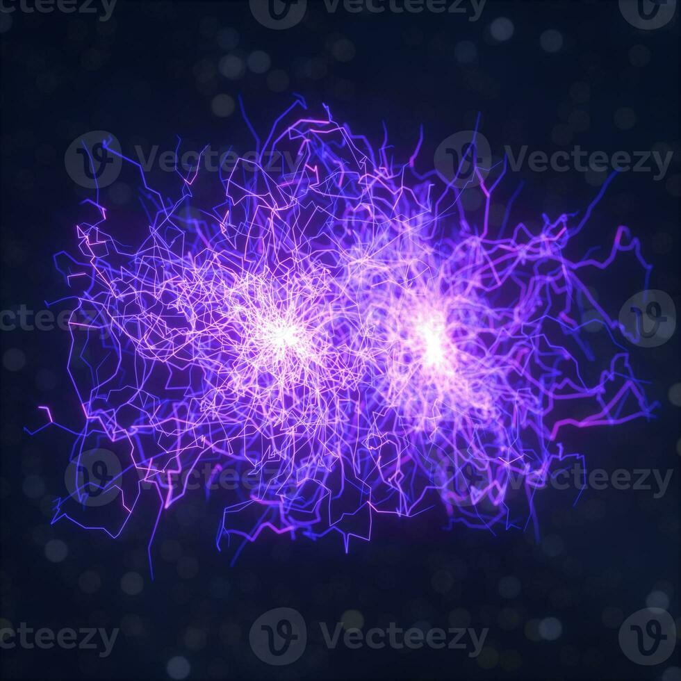 Power electrical energy and lightning spark, 3d rendering. photo