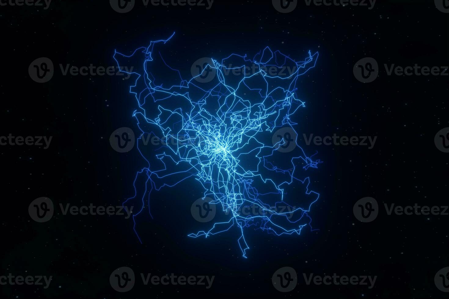 Power electrical energy and lightning spark, 3d rendering. photo