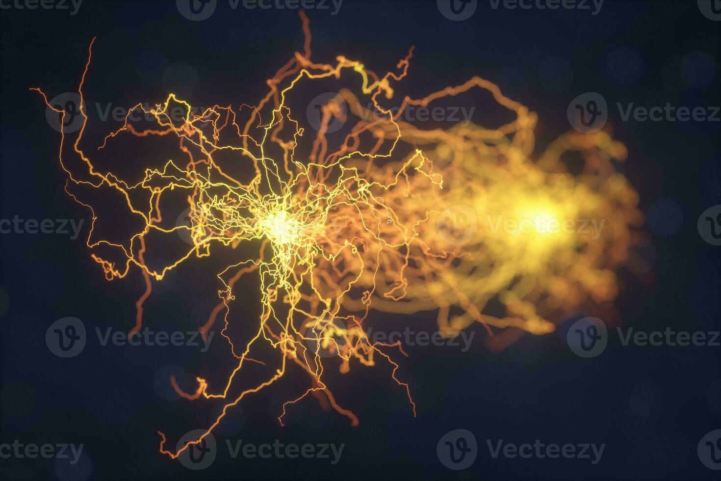 Power electrical energy and lightning spark, 3d rendering. photo