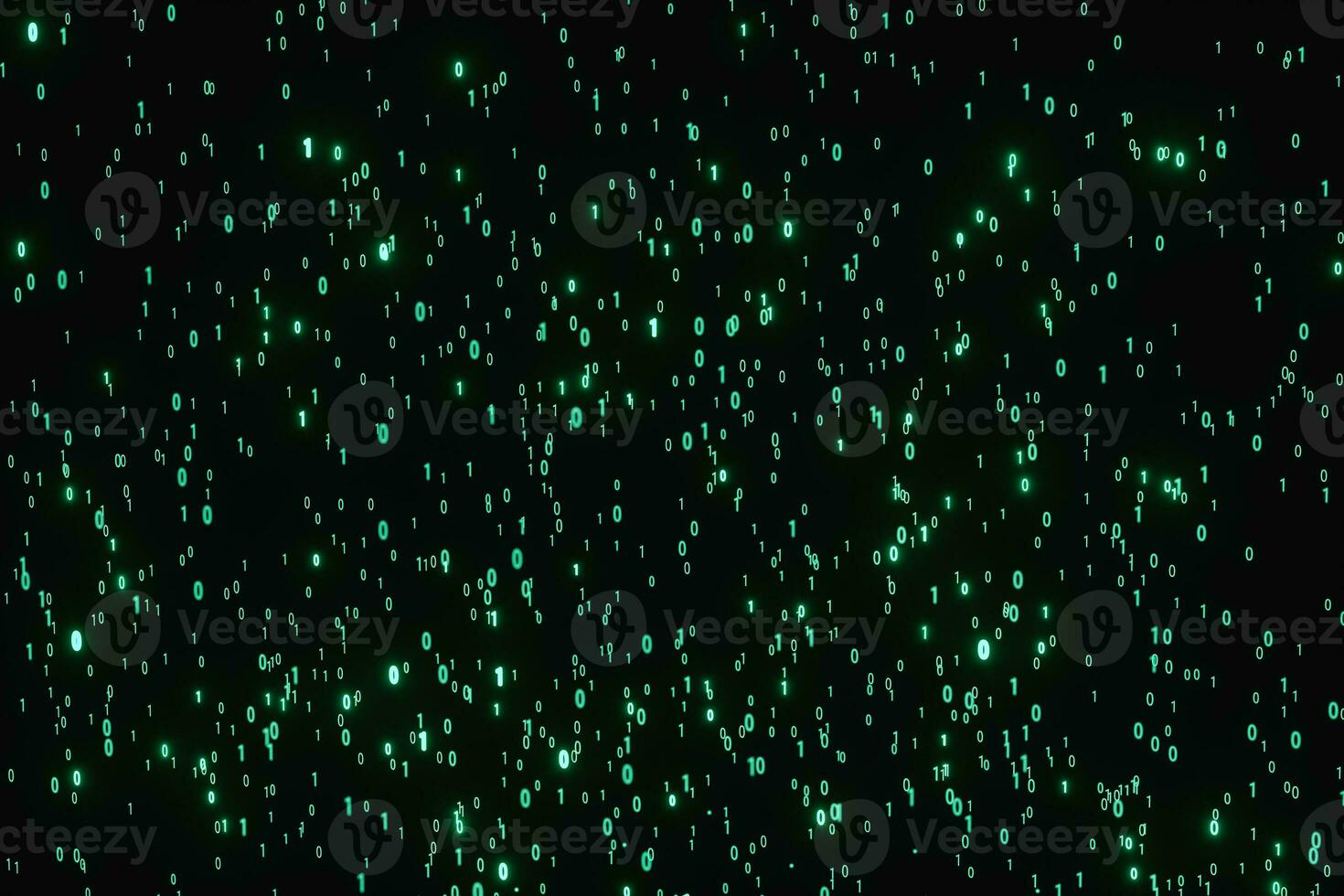 Glowing binary digit with dark background, 3d rendering photo