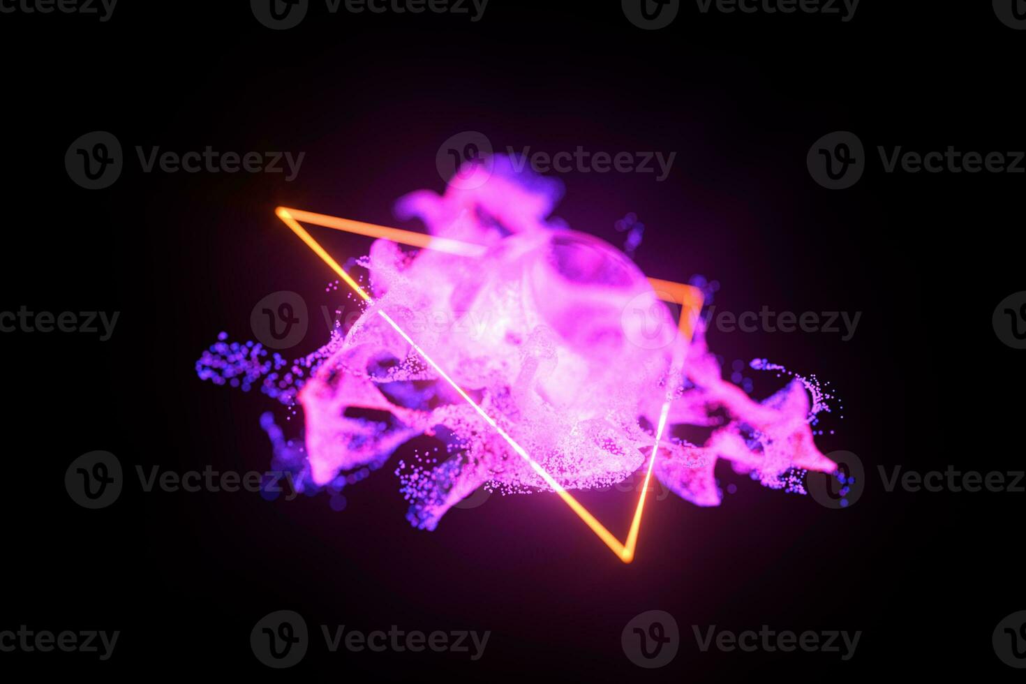 Abstract glowing particles with brilliant light, 3d rendering. photo