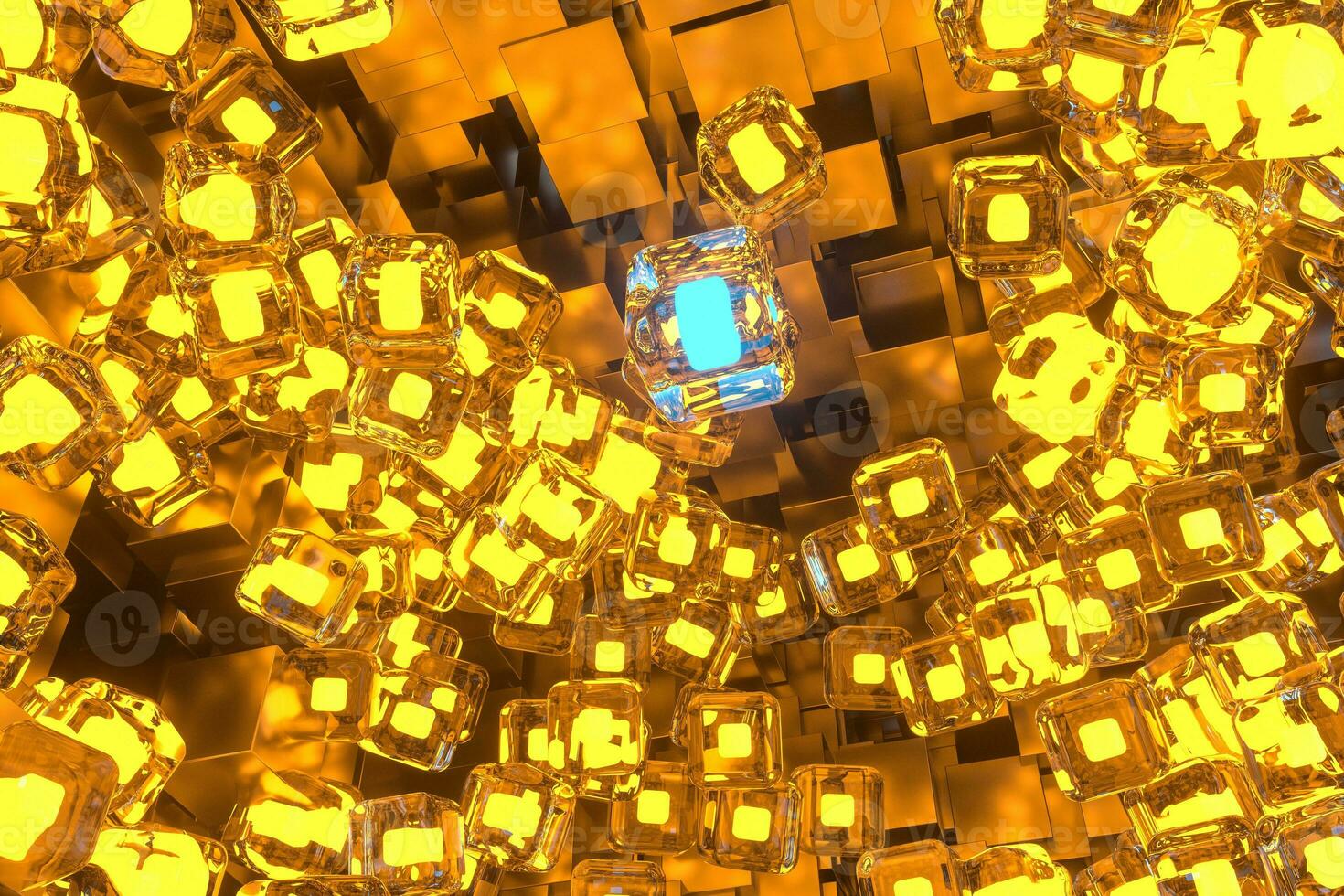 The room made of cubes, in three-dimensional space, 3d rendering. photo