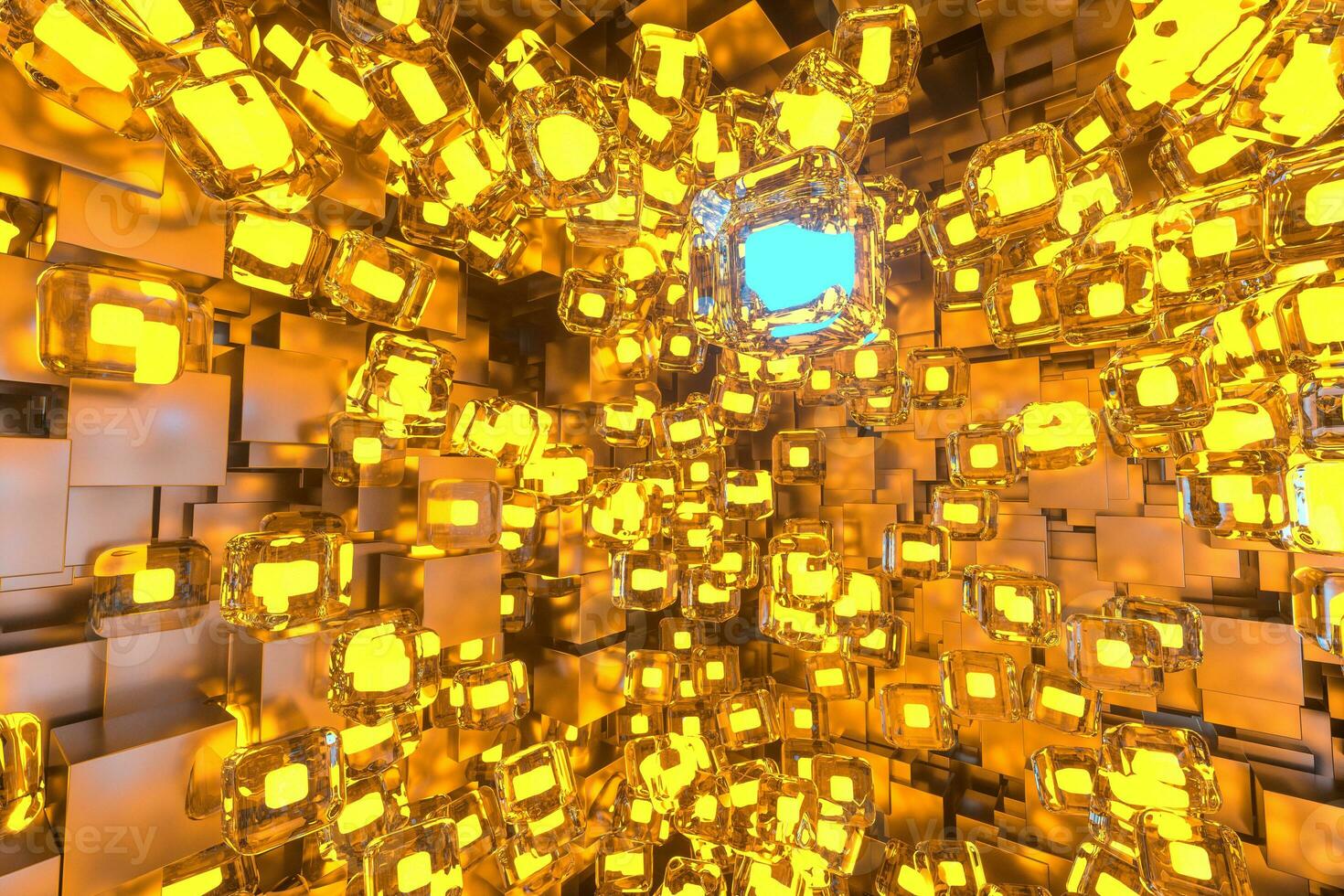 The room made of cubes, in three-dimensional space, 3d rendering. photo