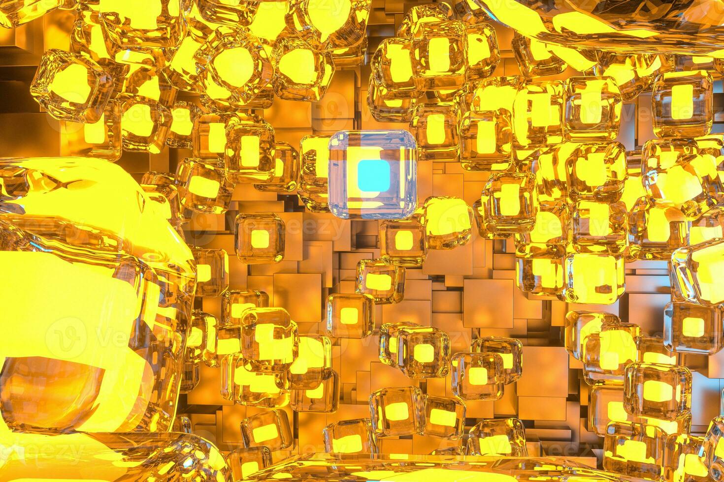 The room made of cubes, in three-dimensional space, 3d rendering. photo
