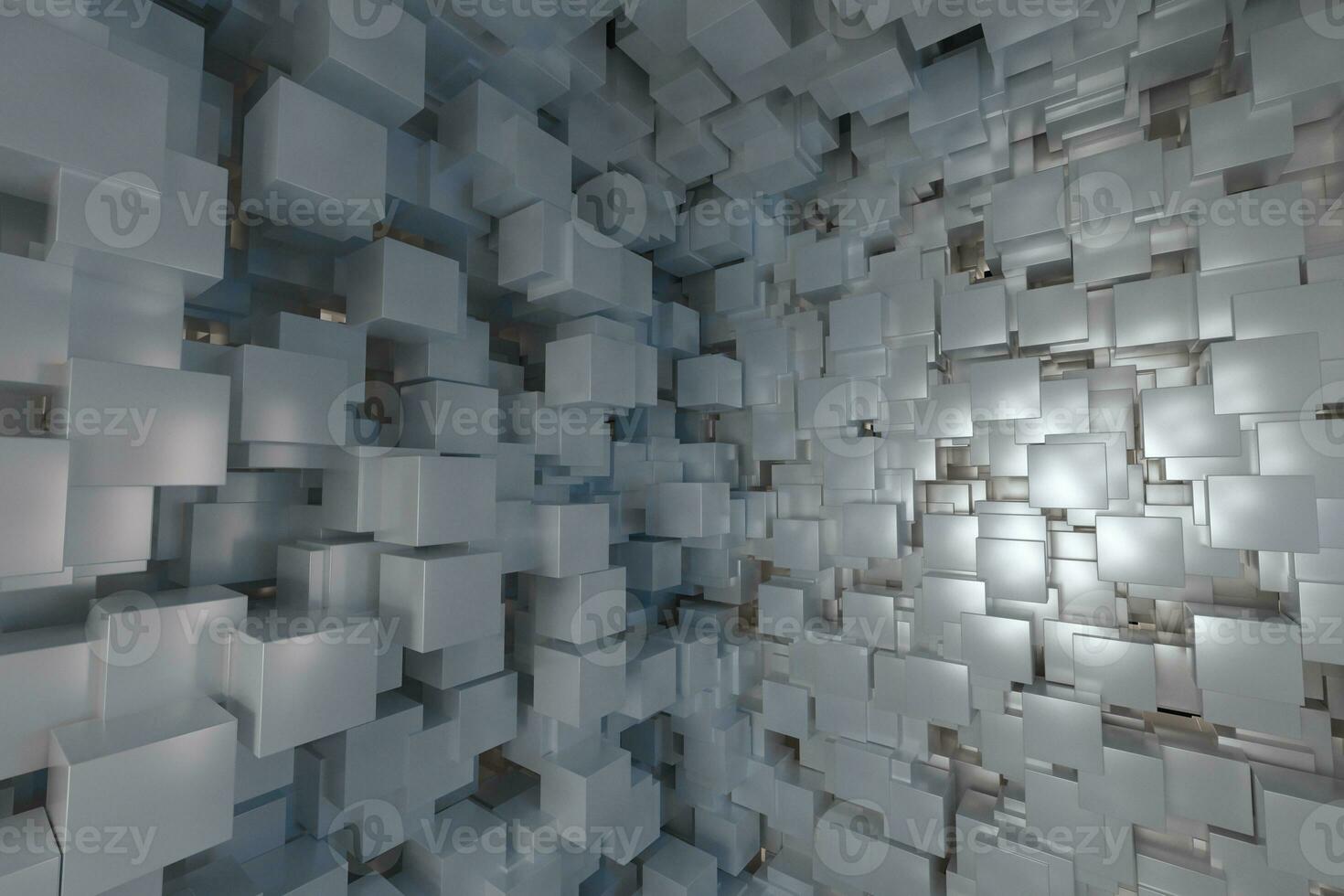 The room made of cubes, in three-dimensional space, 3d rendering. photo