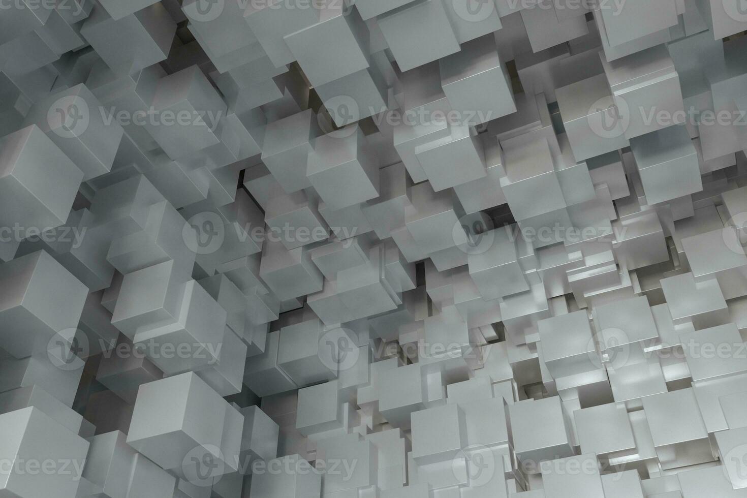 The room made of cubes, in three-dimensional space, 3d rendering. photo